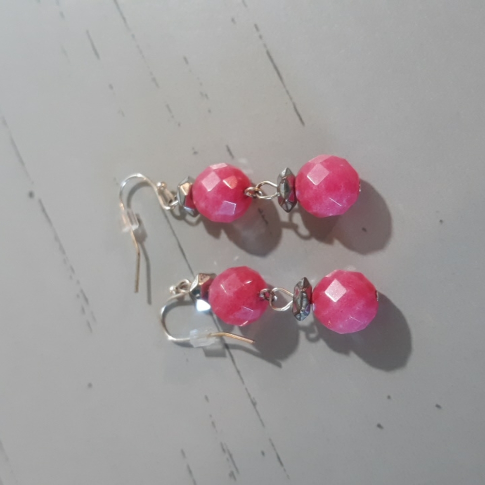 Pink Ball Earrimgs